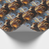 Australian Kelpie With Christmas Lights Holiday ラッピングペーパー (角)