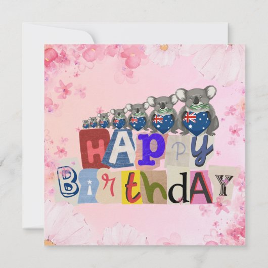 Australian Koala Happy Birthday Card カード (裏面)