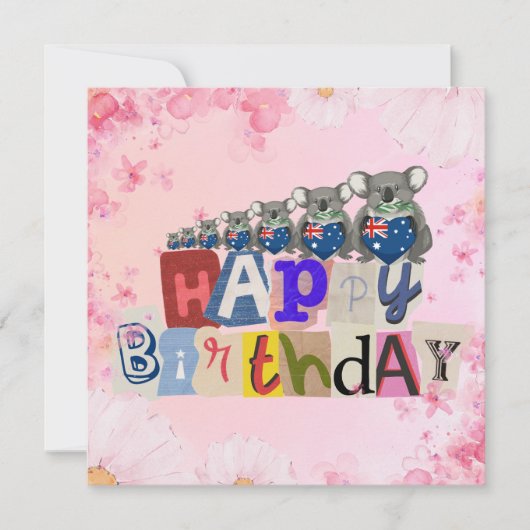Australian Koala Happy Birthday Card カード (正面)