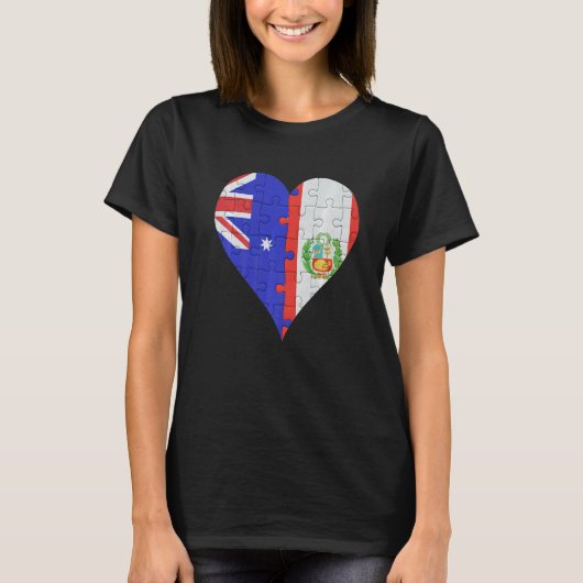 Australian Peruvian Flag Heart Tシャツ (正面)