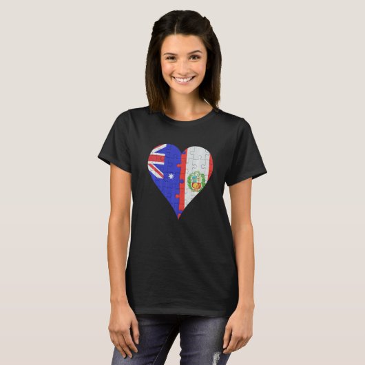 Australian Peruvian Flag Heart Tシャツ (正面フル)