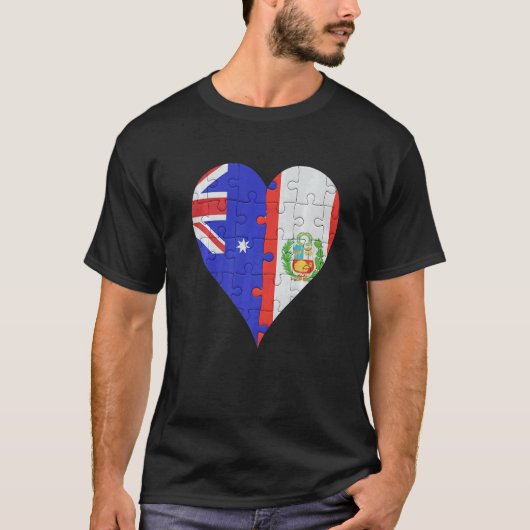 Australian Peruvian Flag Heart Tシャツ (正面)