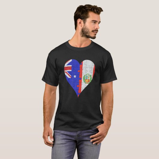Australian Peruvian Flag Heart Tシャツ (正面フル)