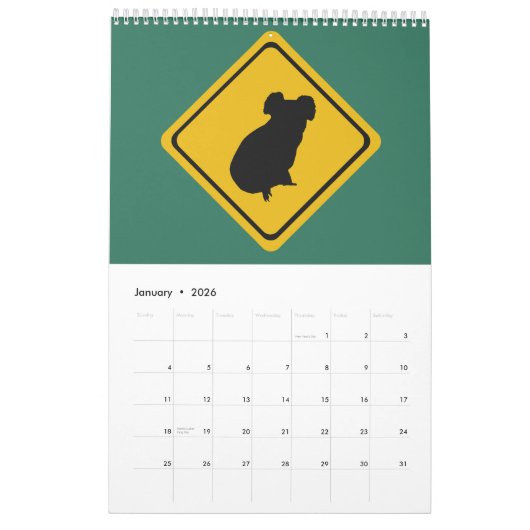 Australian road signs 2026 カレンダー (1月 2026)