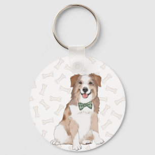 Australian Shepard Dog Illustration Keychain キーホルダー