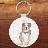 Australian Shepard Dog Illustration  Keychain キーホルダー (正面)