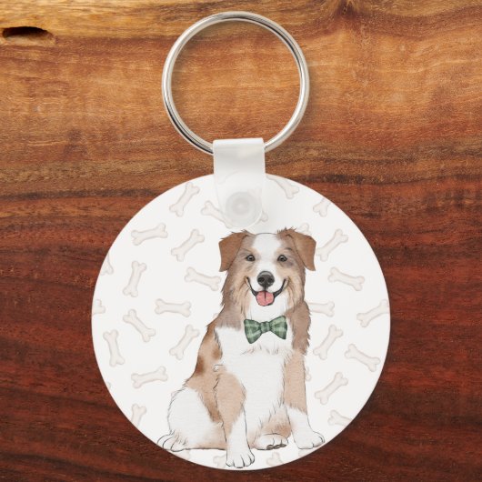 Australian Shepard Dog Illustration  Keychain キーホルダー (正面)