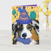 Australian Shepherd  カード (黄色い花)