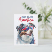 Australian Shepherd、ゴッドブレスアメリカ ポストカード (スタンド正面)