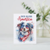 Australian Shepherd, 神の祝福アメリカ ポストカード (スタンド正面)