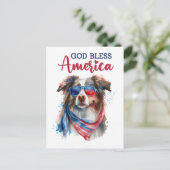 Australian Shepherd, 神の祝福アメリカ ポストカード (スタンド正面)