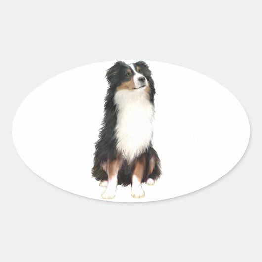 AUSTRALIAN SHEPHERD (A) – トリカラー 楕円形シール (正面)