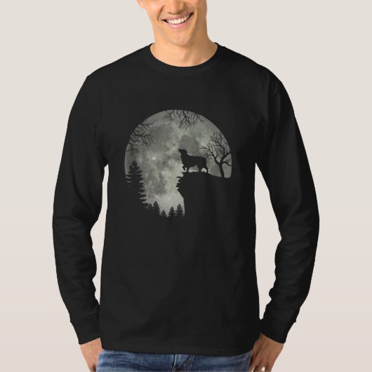 Australian Shepherd And Moon Halloween Tシャツ (正面)