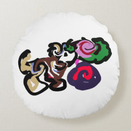 Australian shepherd and roses joy ラウンドクッション