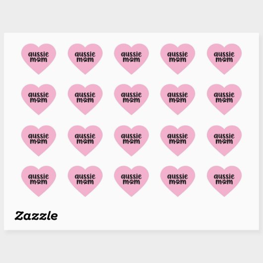 Australian Shepherd Aussie Mom Sticker Pink ハートシール (シート)