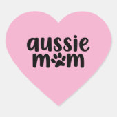 Australian Shepherd Aussie Mom Sticker Pink ハートシール (正面)