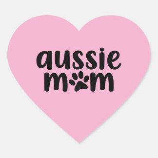 Australian Shepherd Aussie Mom Sticker Pink ハートシール