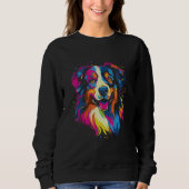 Australian Shepherd Aussie Rainbow Retro Design スウェットシャツ (正面)