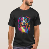 Australian Shepherd Aussie Rainbow Retro Design Tシャツ (正面)