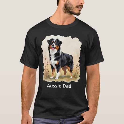 Australian Shepherd Black Tricolor Aussie Dad Tシャツ (正面)