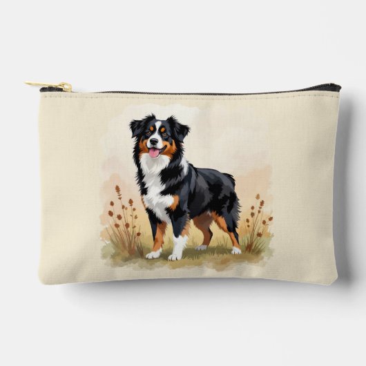 Australian Shepherd Black Tricolor Aussie Dog アクセサリーポーチ (正面)