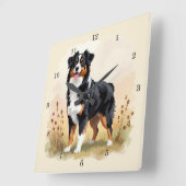 Australian Shepherd Black Tricolor Aussie Dog スクエア壁時計 (傾斜)