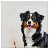 Australian Shepherd Black Tricolor Aussie Dog ファブリック (クローズアップ)