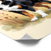 Australian Shepherd Black Tricolor Aussie Dog ポスター (角)