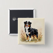 Australian Shepherd Black Tricolor Aussie Dog 缶バッジ (正面&裏面)
