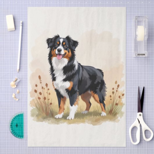 Australian Shepherd Black Tricolor Aussie Dog 薄葉紙 (クラフト)