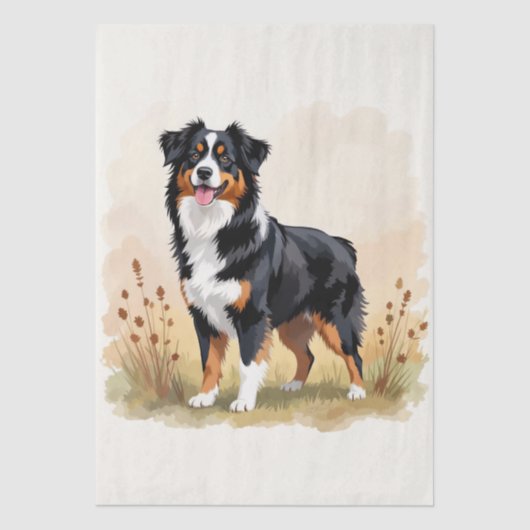 Australian Shepherd Black Tricolor Aussie Dog 薄葉紙 (正面)