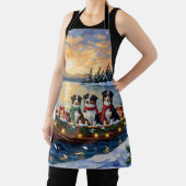 Australian Shepherd Christmas Boat Holiday エプロン (インサイチュ)