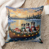 Australian Shepherd Christmas Boat Holiday クッション (ブランケット)