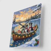 Australian Shepherd Christmas Boat Holiday スクエア壁時計 (傾斜)