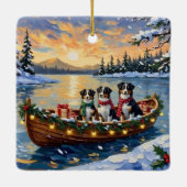 Australian Shepherd Christmas Boat Holiday セラミックオーナメント (裏面)