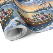 Australian Shepherd Christmas Boat Holiday ラッピングペーパー (ロールコーナー)