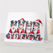 Australian Shepherd Christmas Dress Santa Hat カード (正面)