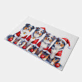 Australian Shepherd Christmas Dress Santa Hat ドアマット (アングル)