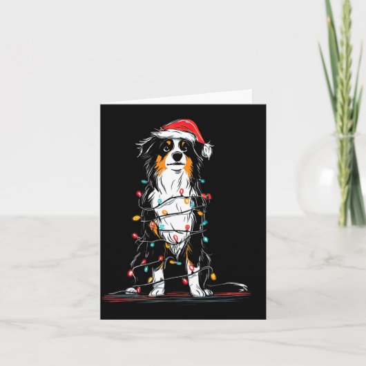 Australian Shepherd Christmas Graphics Dog Lights  カード (正面)