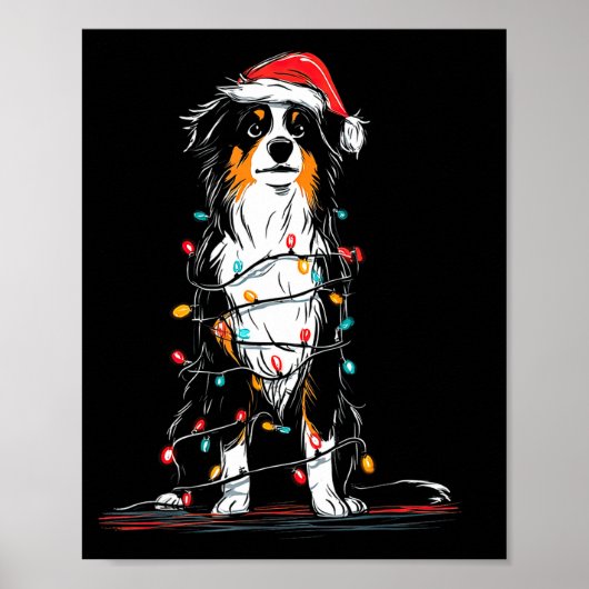 Australian Shepherd Christmas Graphics Dog Lights  ポスター (正面)