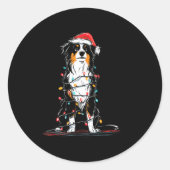 Australian Shepherd Christmas Graphics Dog Lights  ラウンドシール (正面)
