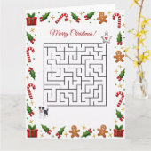 Australian Shepherd Christmas Maze Puzzle Holiday カード (黄色い花)