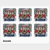 Australian Shepherd Christmas Red Truck Holiday スクエアシール (シート)