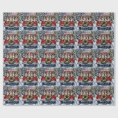 Australian Shepherd Christmas Red Truck Holiday ラッピングペーパー (フラット)