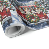 Australian Shepherd Christmas Red Truck Holiday ラッピングペーパー (ロールコーナー)