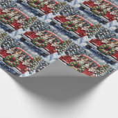 Australian Shepherd Christmas Red Truck Holiday ラッピングペーパー (角)