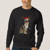 Australian Shepherd Christmas Reindeer Santa Hat P スウェットシャツ (正面)