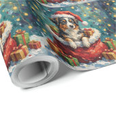 Australian Shepherd Christmas Santa Bag Adventure ラッピングペーパー (ロールコーナー)