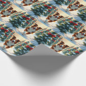 Australian Shepherd Christmas Tree Farm Painting ラッピングペーパー (角)