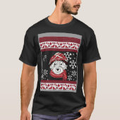 Australian Shepherd Christmas with Santa Hat Tシャツ (正面)